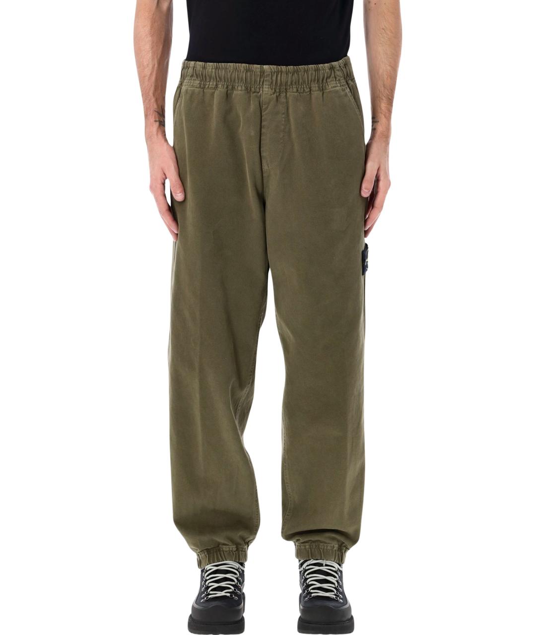 STONE ISLAND Хаки хлопковые повседневные брюки, фото 4