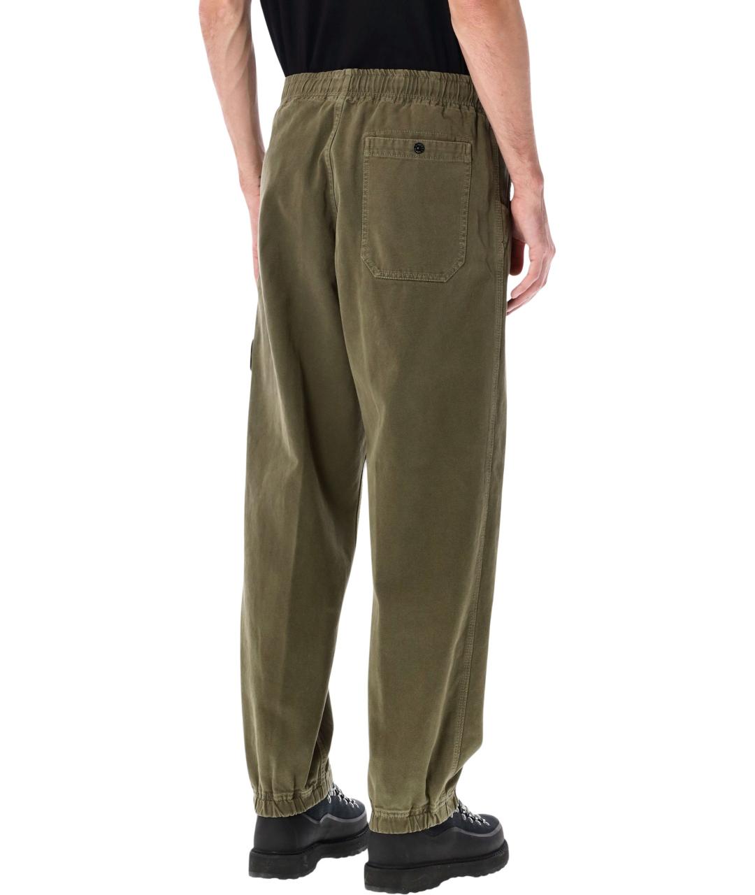 STONE ISLAND Хаки хлопковые повседневные брюки, фото 2