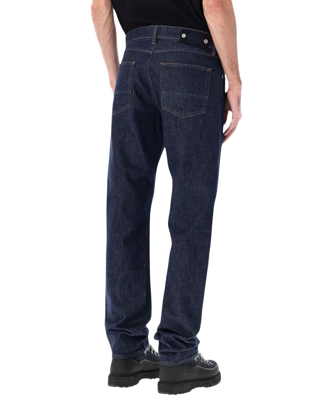 STONE ISLAND Синие хлопковые прямые джинсы, фото 3