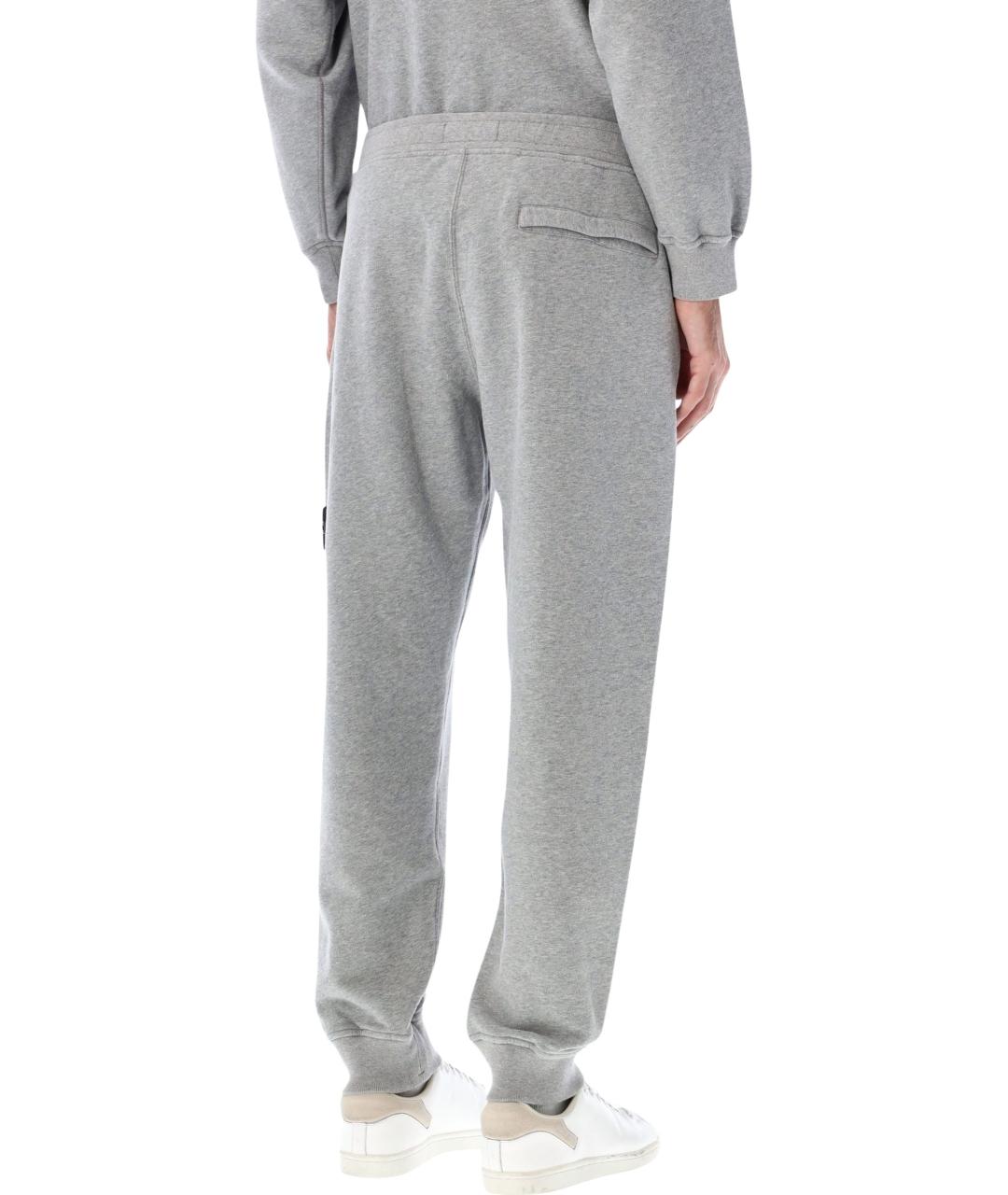 STONE ISLAND Серые хлопковые повседневные брюки, фото 3