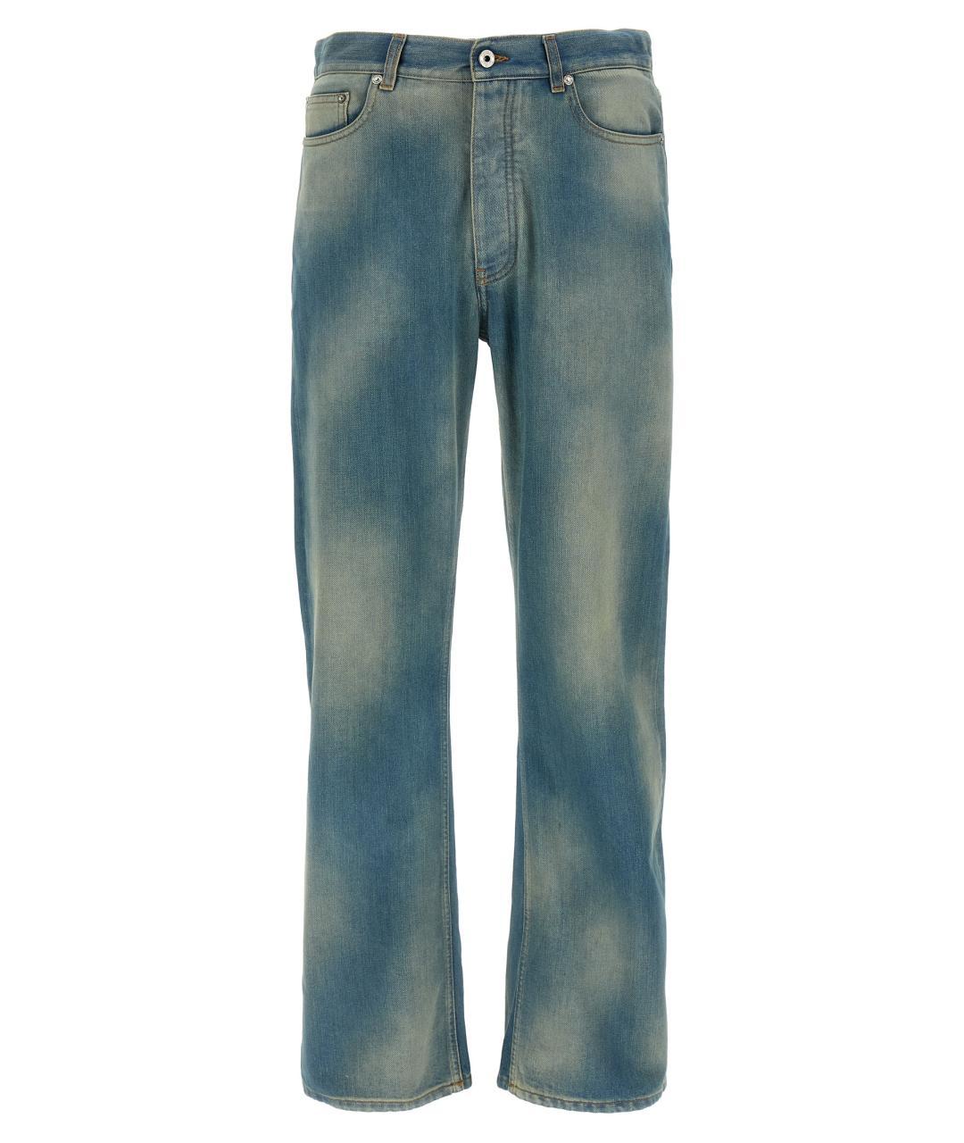 OFF-WHITE Синие хлопковые повседневные брюки, фото 1