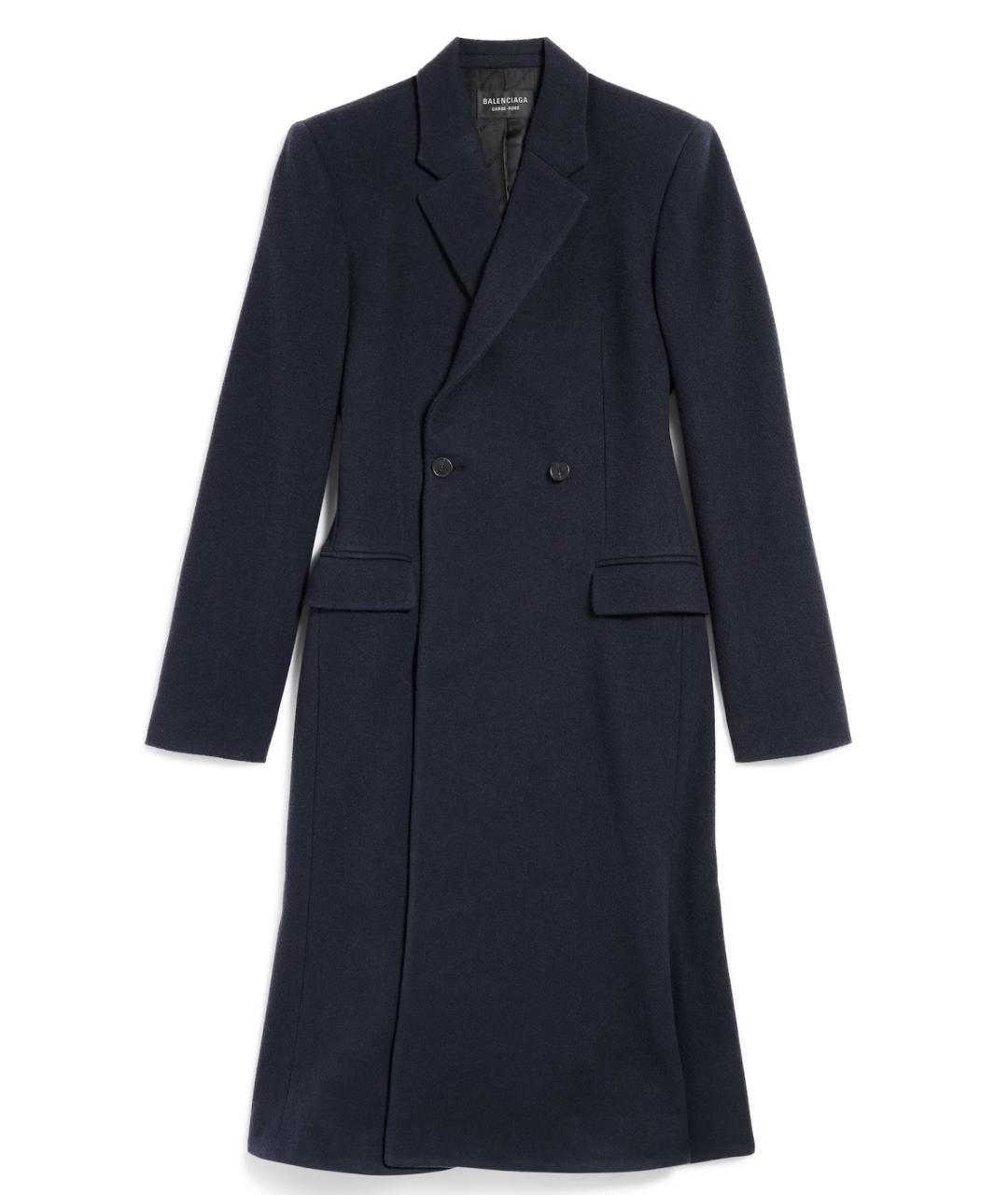 BALENCIAGA Темно-синее шерстяное пальто, фото 1