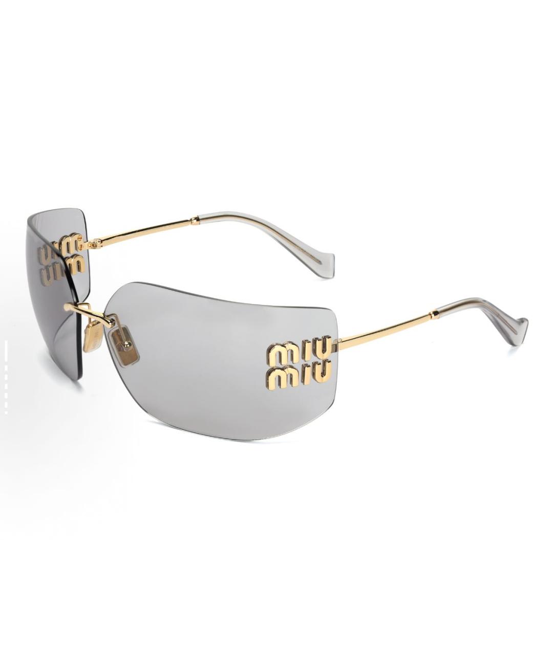 MIU MIU Золотые металлические солнцезащитные очки, фото 4