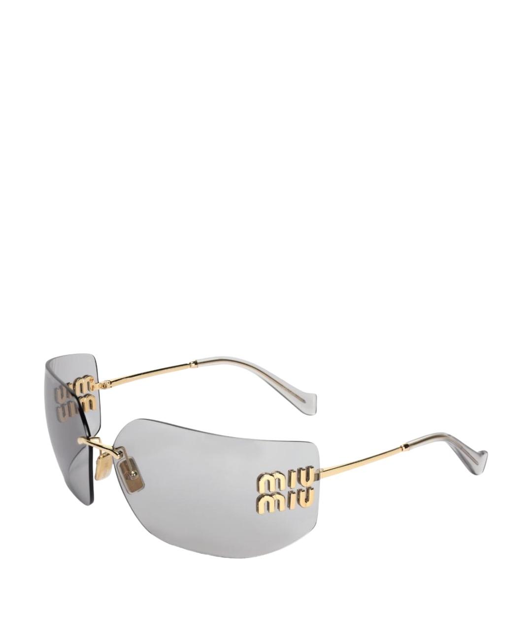 MIU MIU Золотые металлические солнцезащитные очки, фото 1