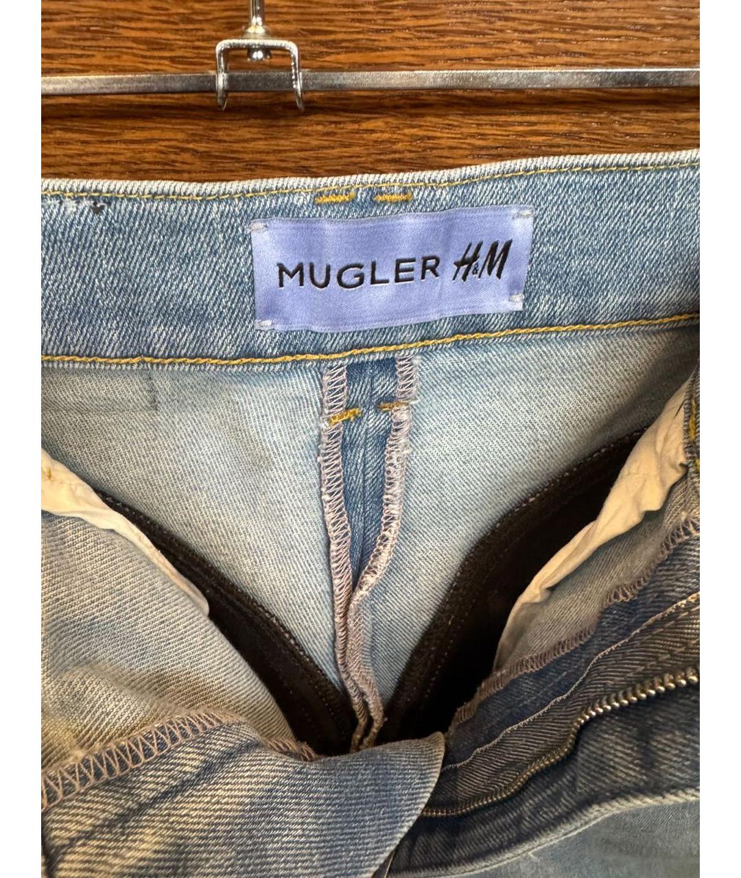 MUGLER Голубые хлопко-эластановые джинсы слим, фото 4