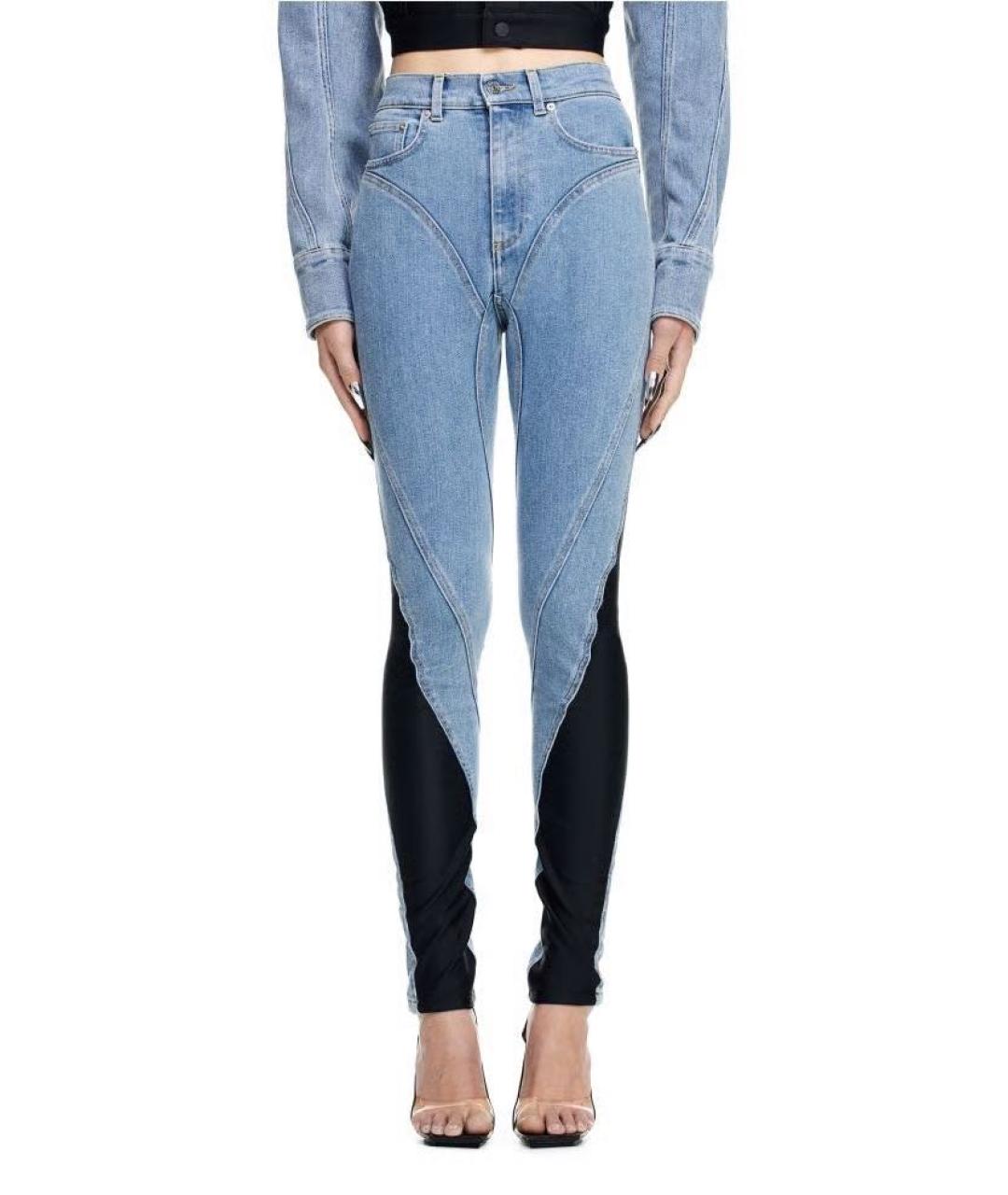 MUGLER Голубые хлопко-эластановые джинсы слим, фото 8