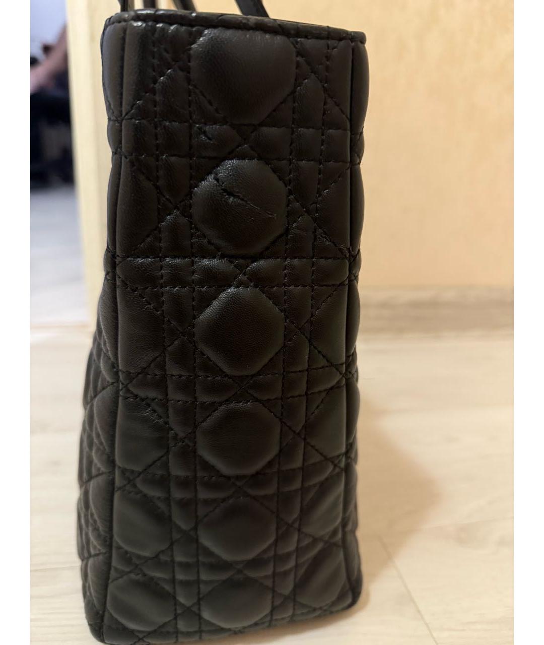 CHRISTIAN DIOR Черная кожаная сумка с короткими ручками, фото 3