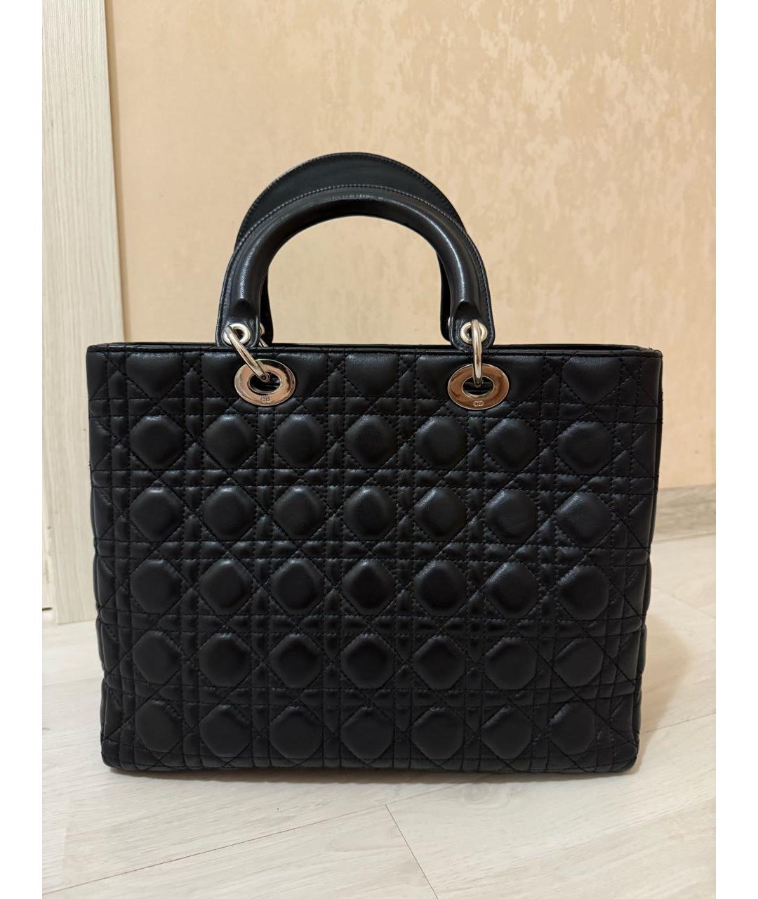 CHRISTIAN DIOR Черная кожаная сумка с короткими ручками, фото 2