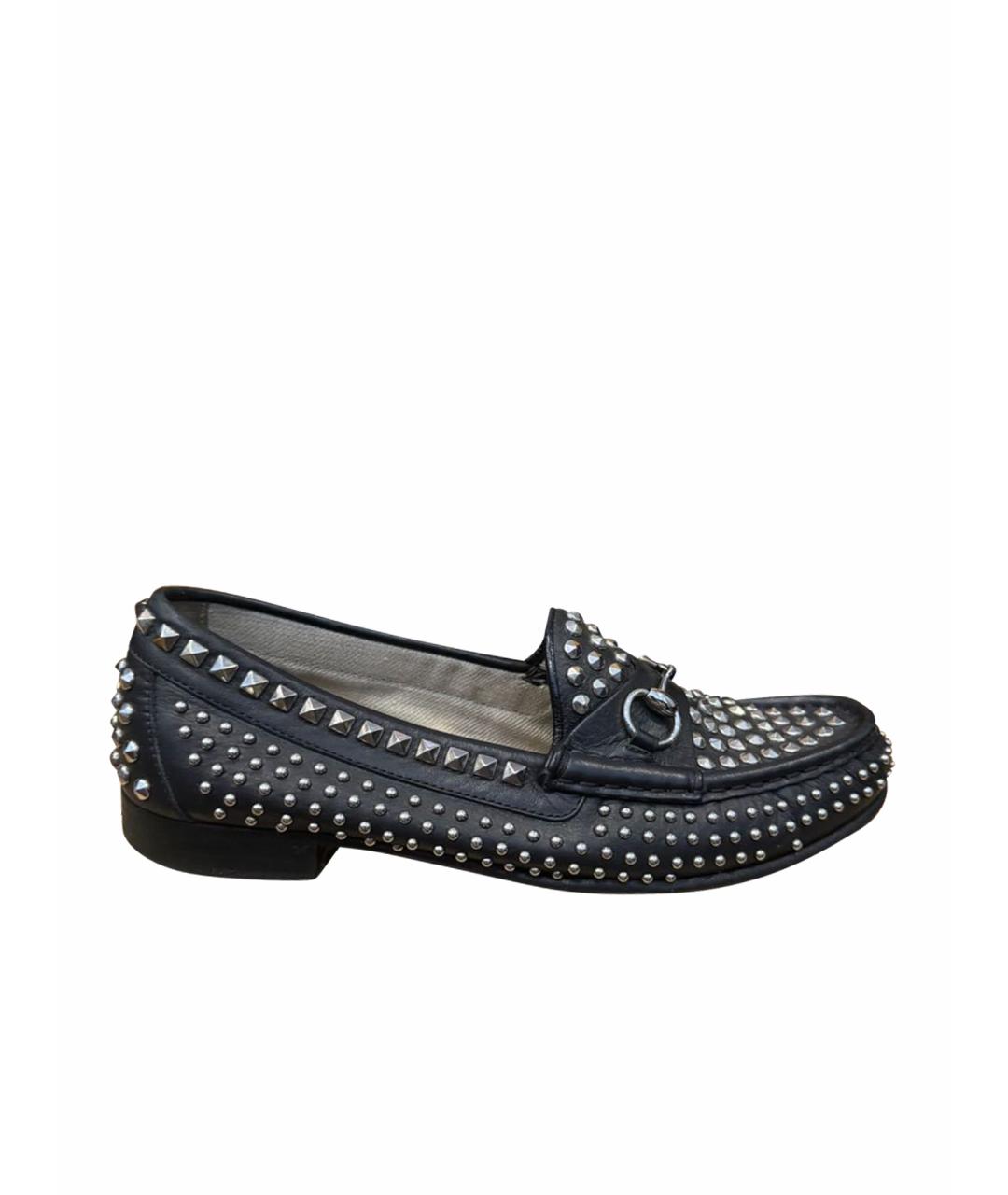 GUCCI Черные кожаные лоферы, фото 1