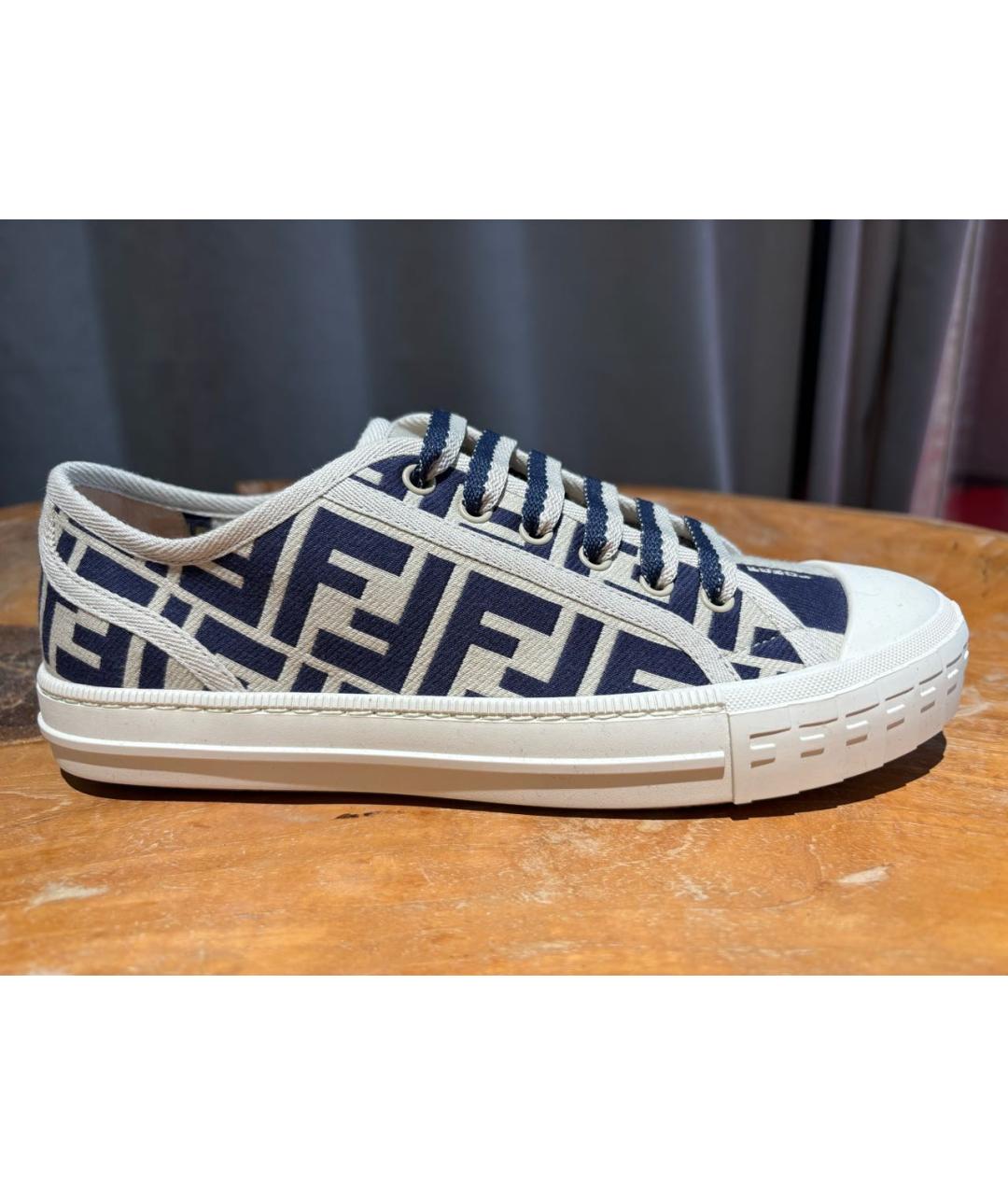 FENDI Синие текстильные кеды, фото 9