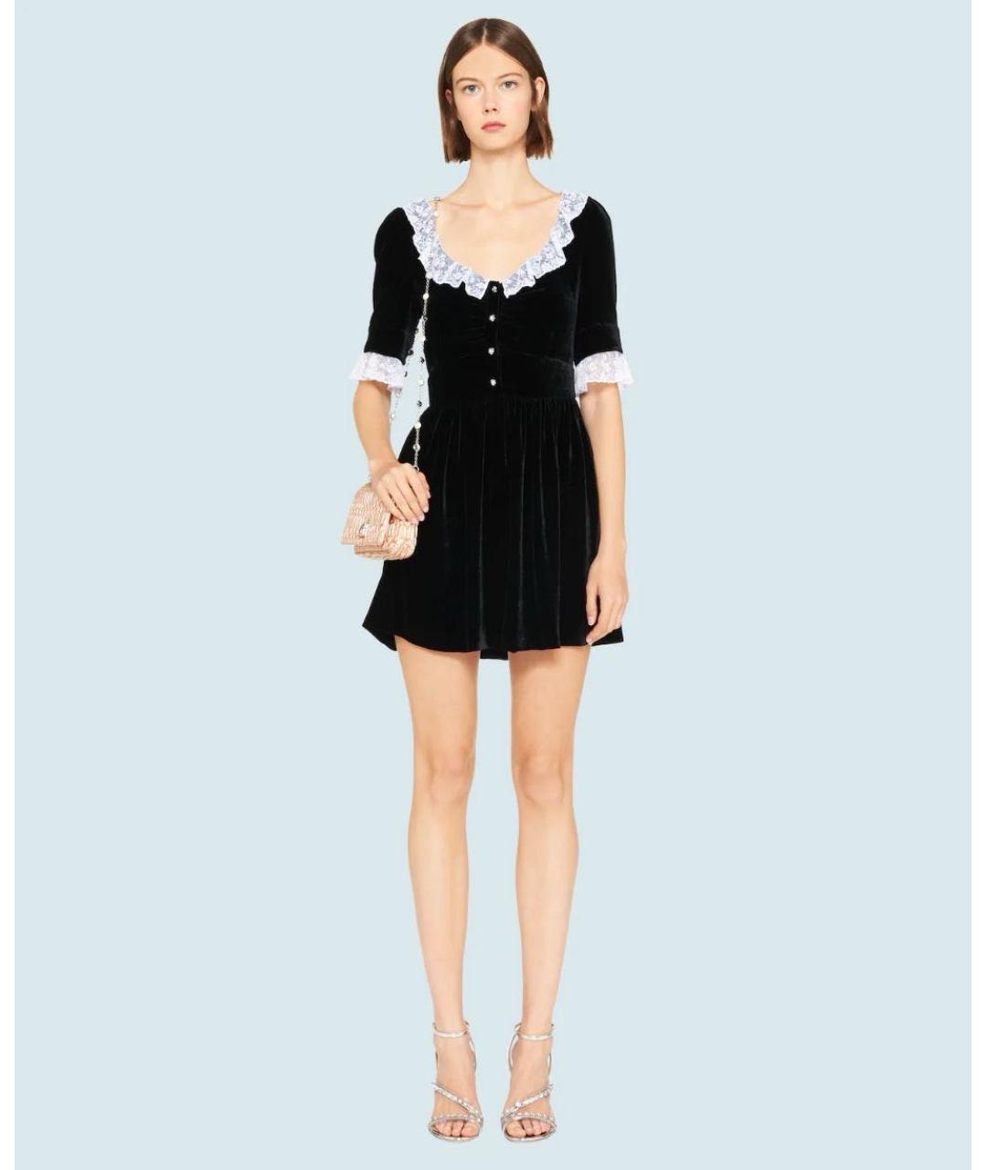 MIU MIU Черное бархатное повседневное платье, фото 6