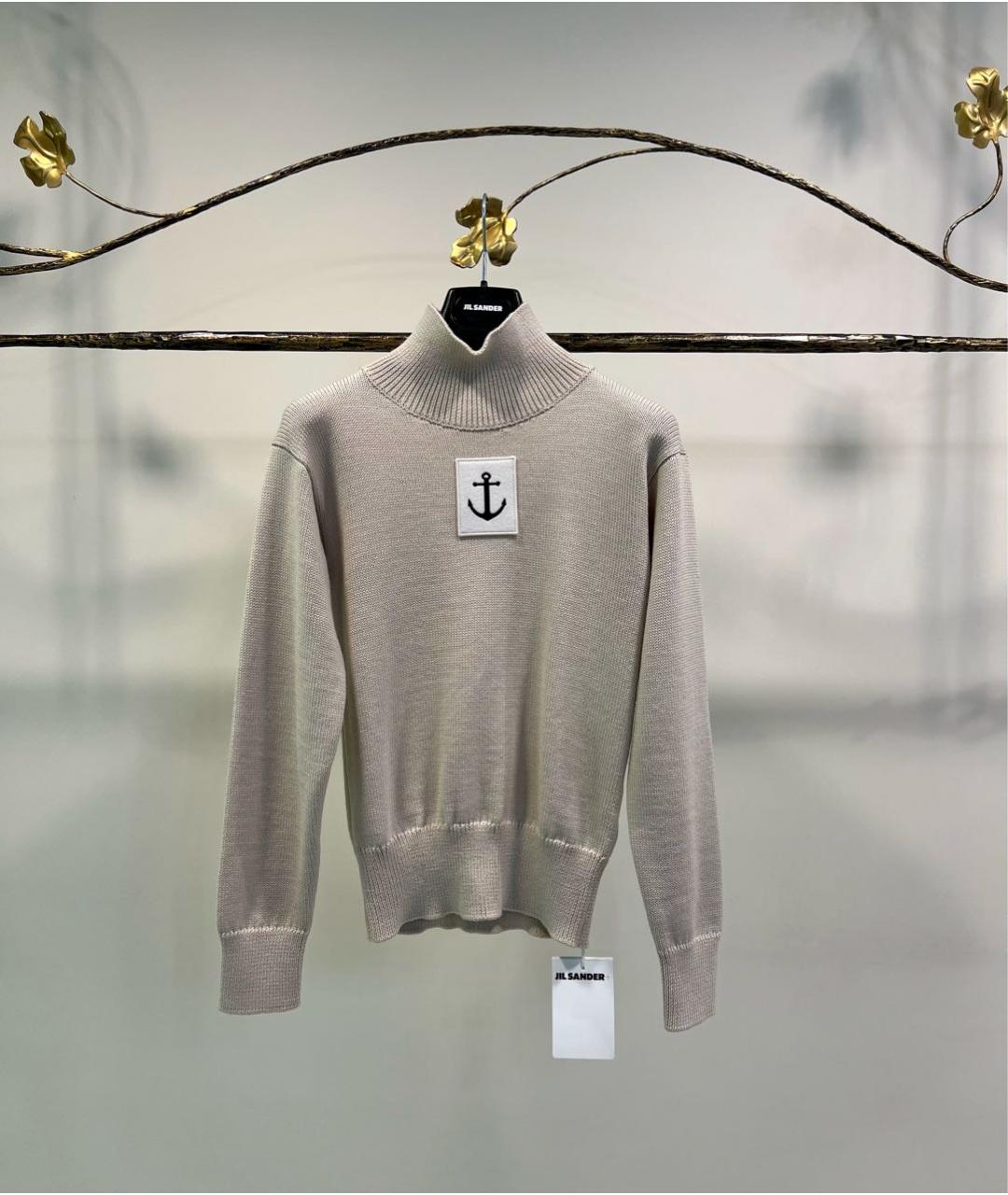 JIL SANDER Бежевый шерстяной джемпер / свитер, фото 6