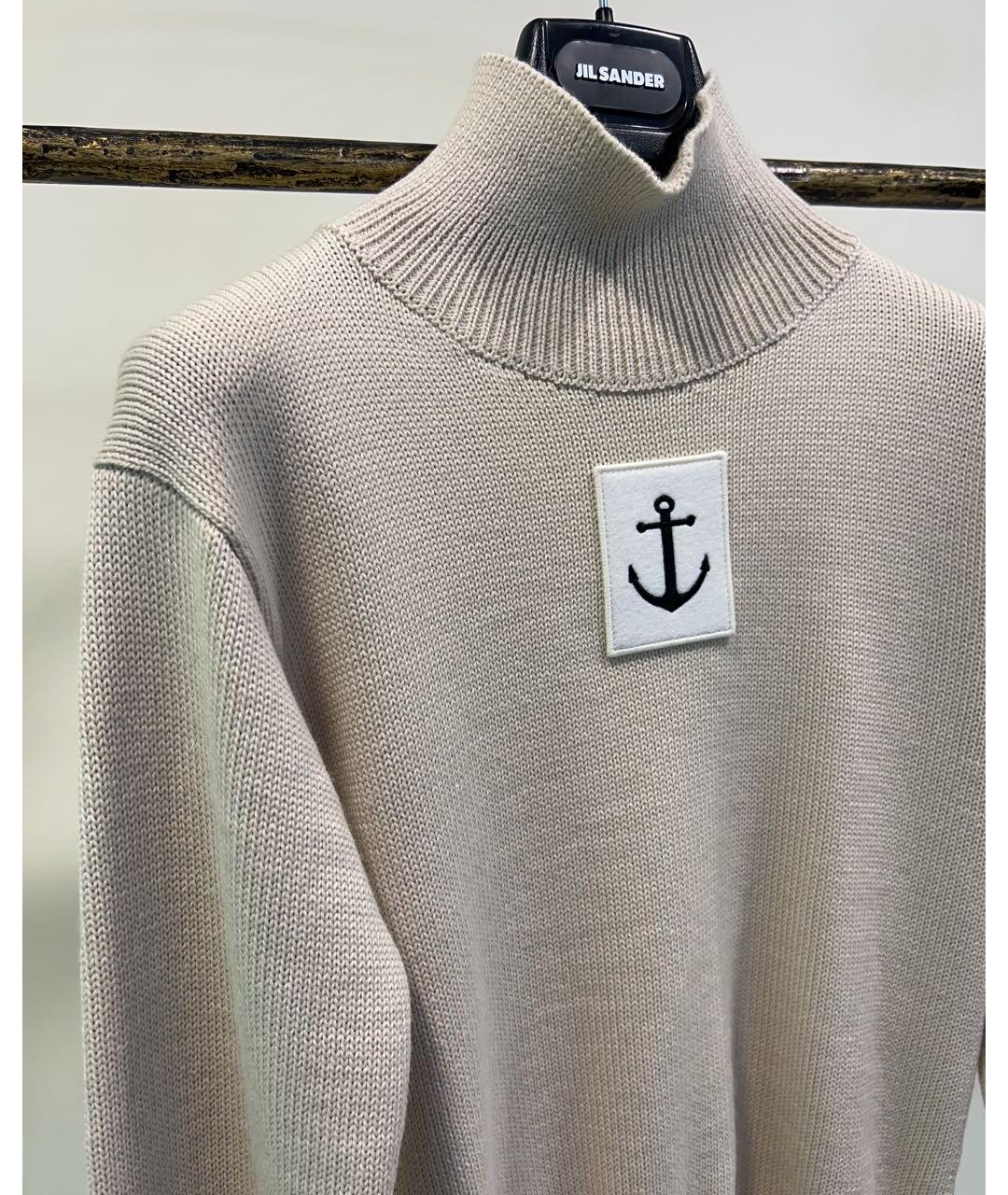 JIL SANDER Бежевый шерстяной джемпер / свитер, фото 3