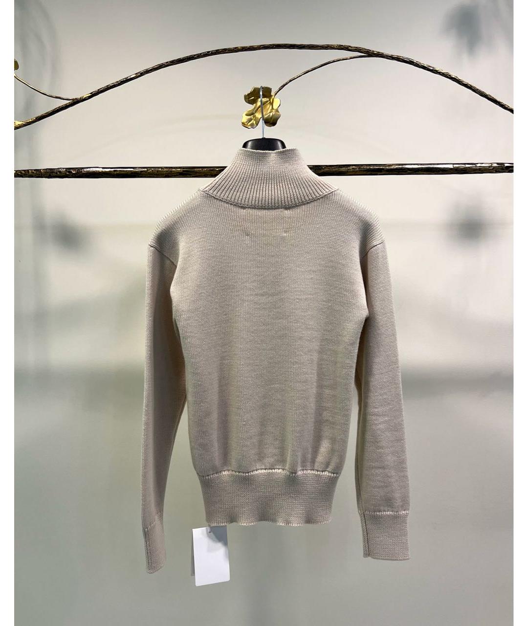 JIL SANDER Бежевый шерстяной джемпер / свитер, фото 2