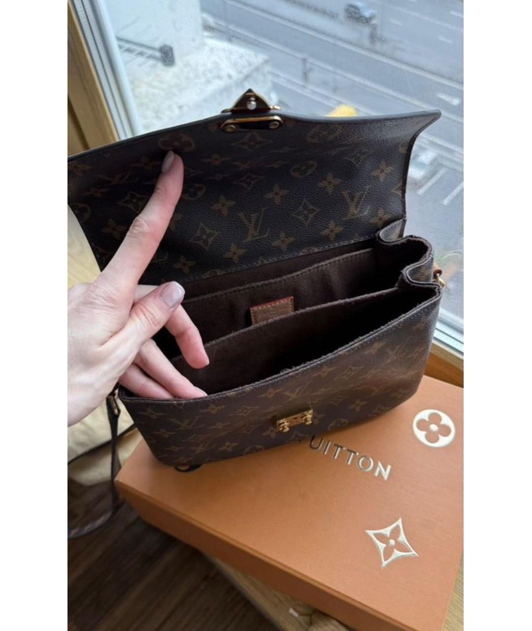 LOUIS VUITTON Коричневая кожаная сумка через плечо, фото 4