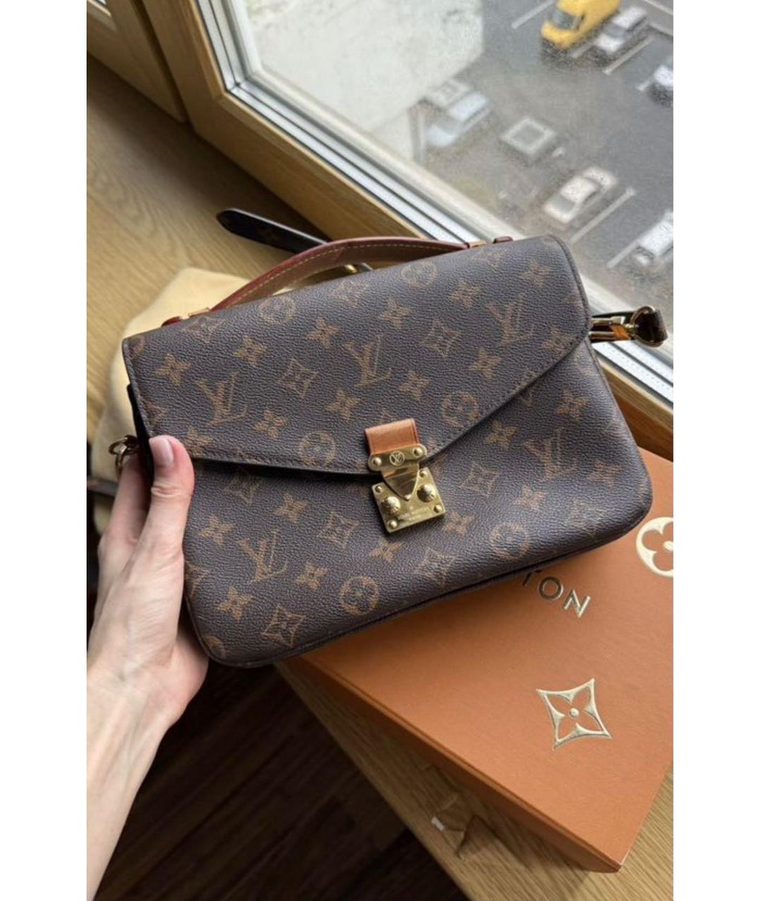 LOUIS VUITTON Коричневая кожаная сумка через плечо, фото 3