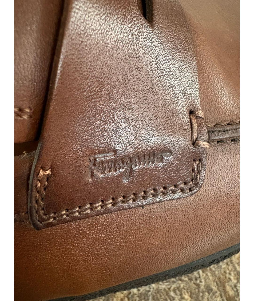 FERRAGAMO Коричневые кожаные лоферы, фото 7