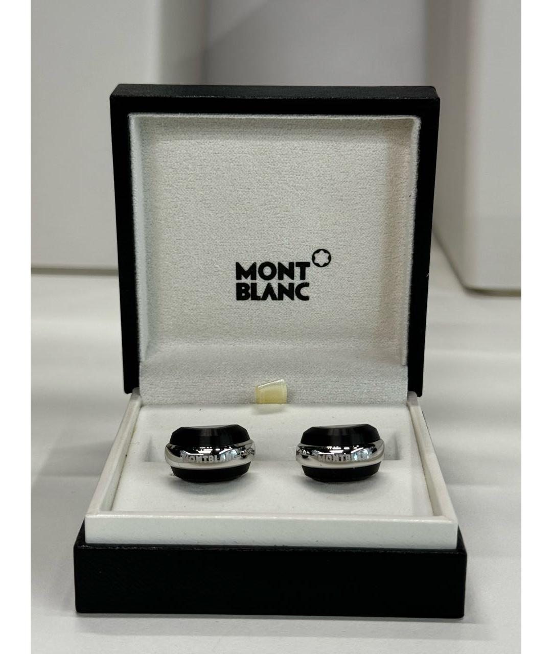 MONTBLANC Черные с серебряным покрытием запонки, фото 5