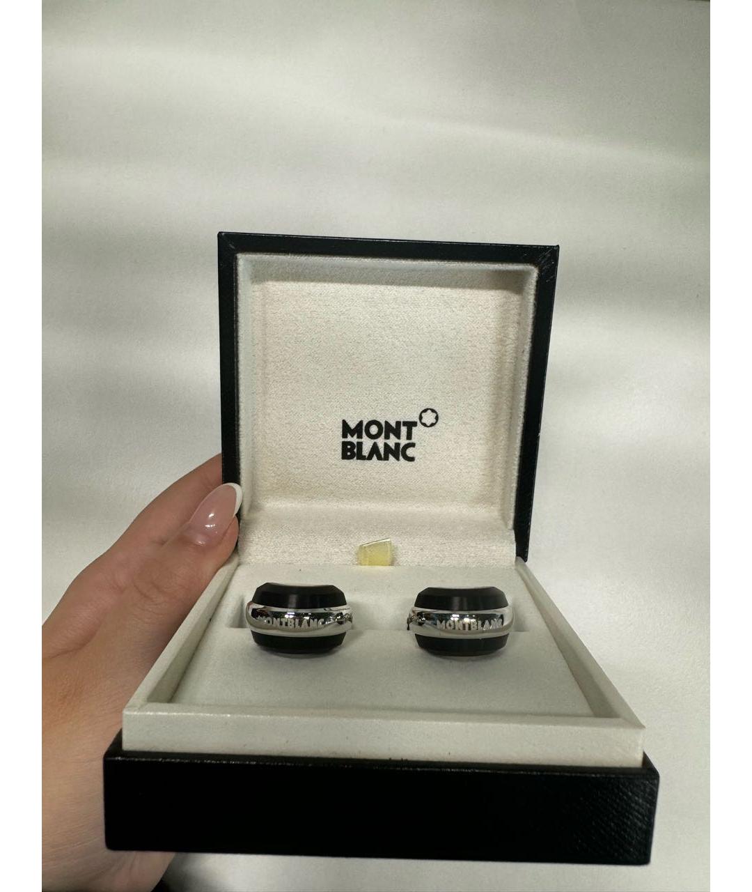 MONTBLANC Черные с серебряным покрытием запонки, фото 3