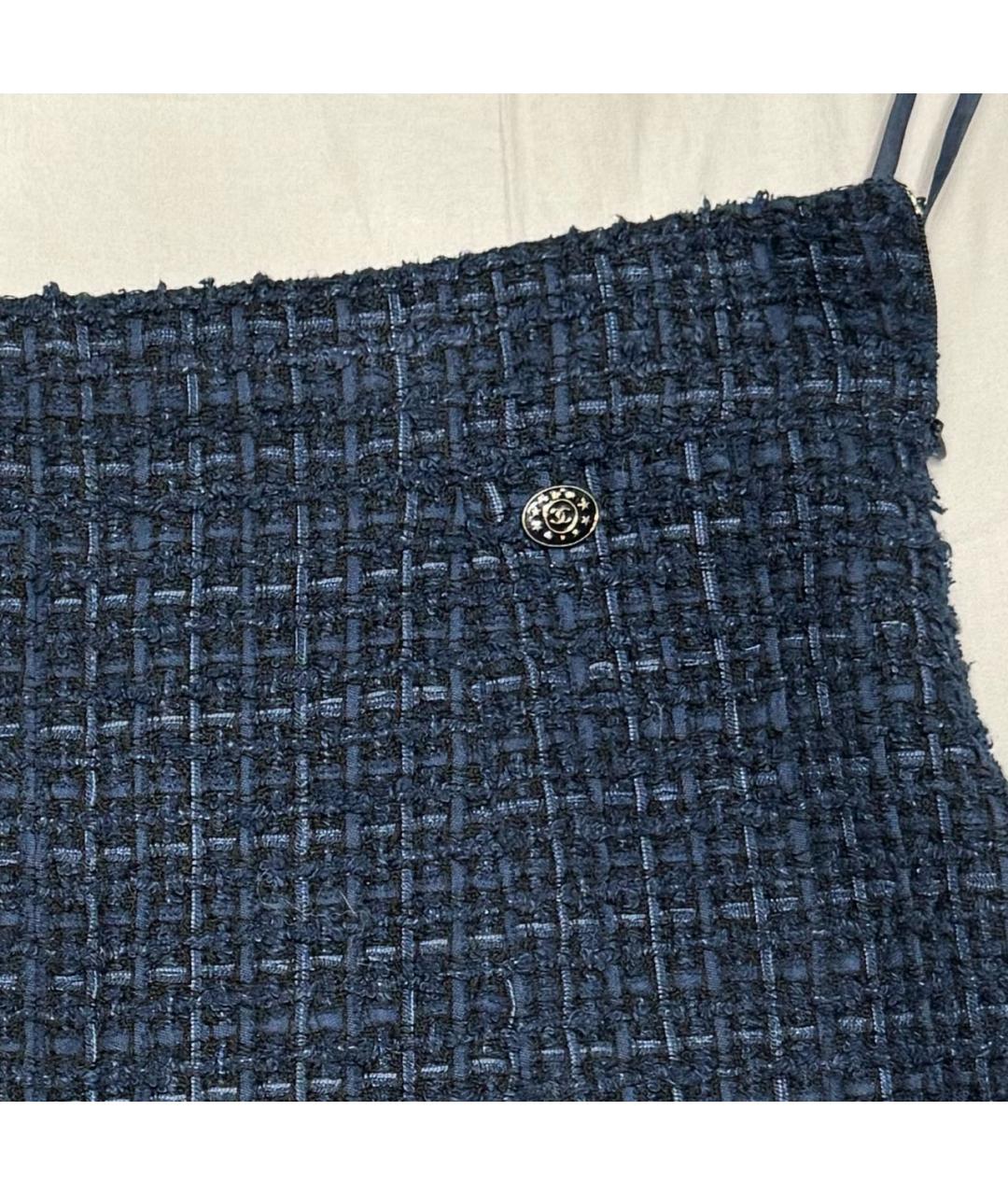 CHANEL PRE-OWNED Темно-синяя кожаная юбка мини, фото 4