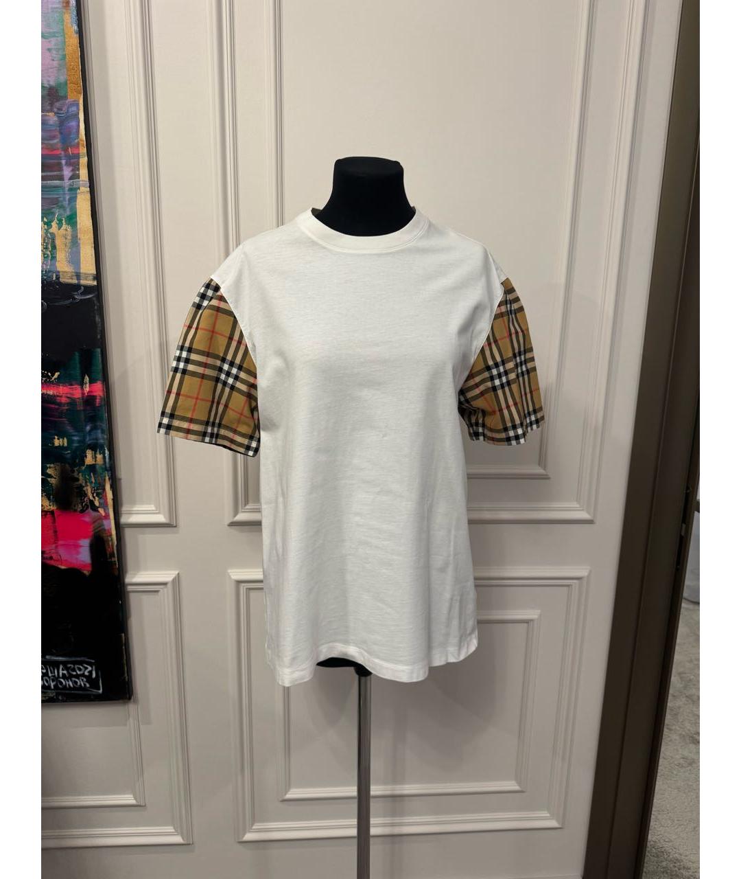BURBERRY Белая хлопковая футболка, фото 4