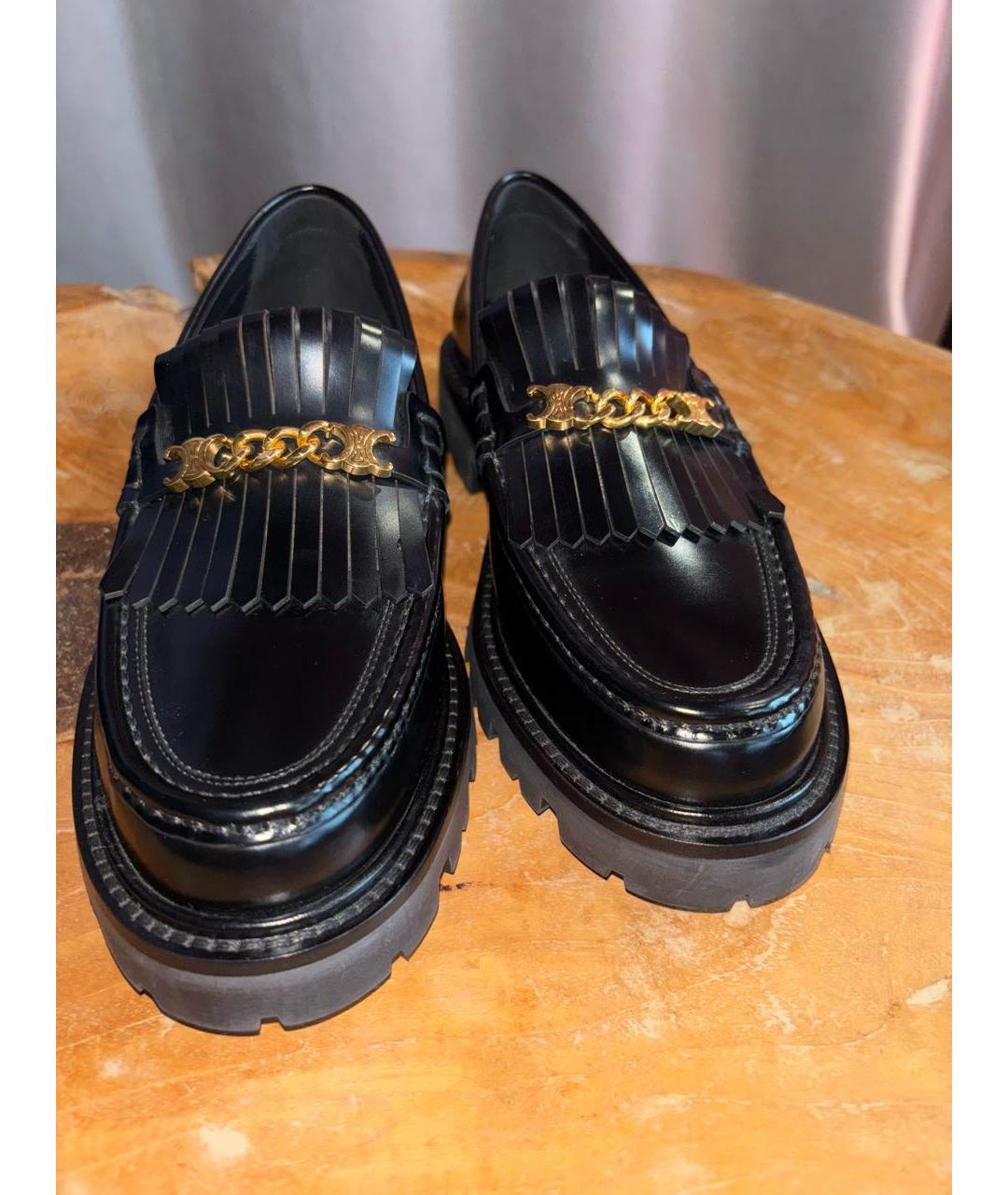 CELINE Черные кожаные лоферы, фото 2