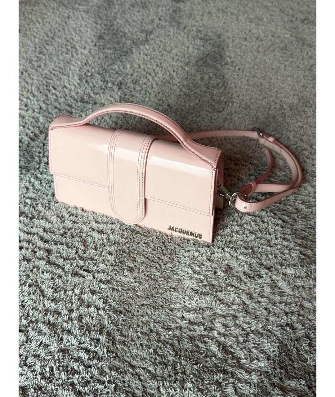 JACQUEMUS Розовая сумка через плечо из лакированной кожи, фото 2