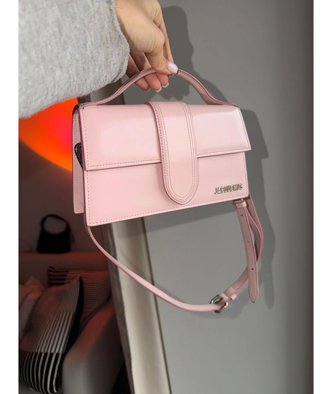 JACQUEMUS Розовая сумка через плечо из лакированной кожи, фото 5