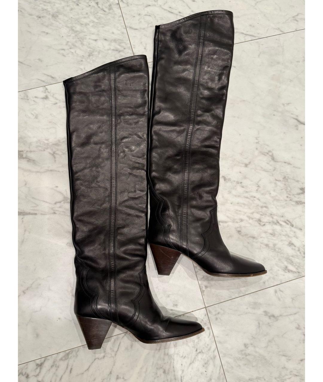 ISABEL MARANT Черные кожаные ботфорты, фото 2