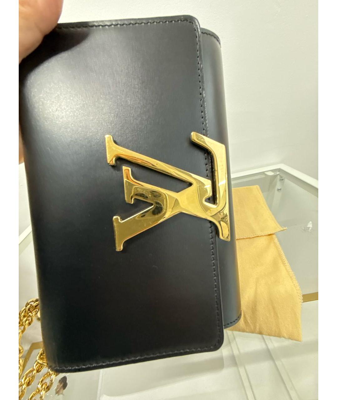 LOUIS VUITTON Черная кожаная сумка через плечо, фото 7