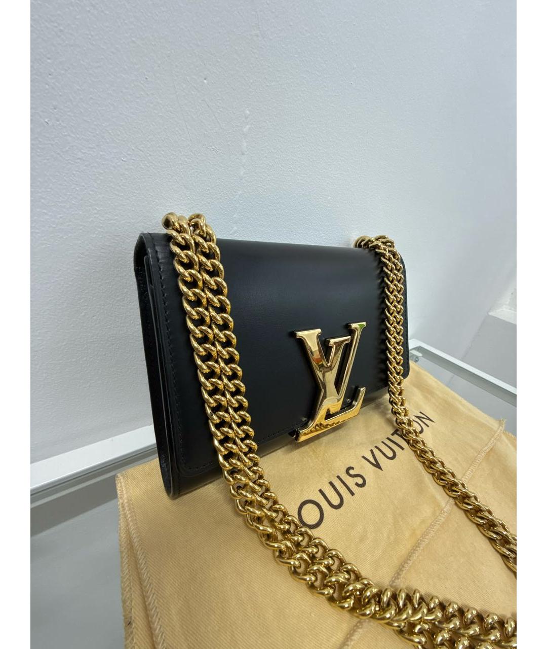 LOUIS VUITTON Черная кожаная сумка через плечо, фото 2
