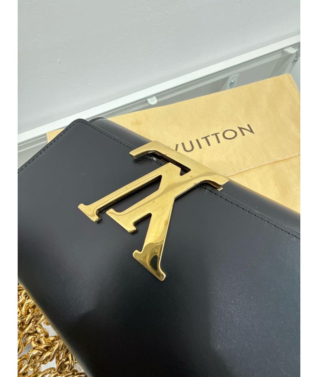 LOUIS VUITTON Черная кожаная сумка через плечо, фото 4