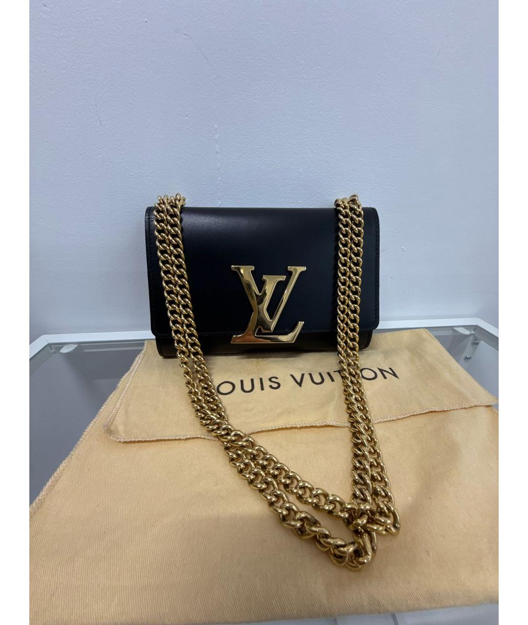 LOUIS VUITTON Черная кожаная сумка через плечо, фото 8
