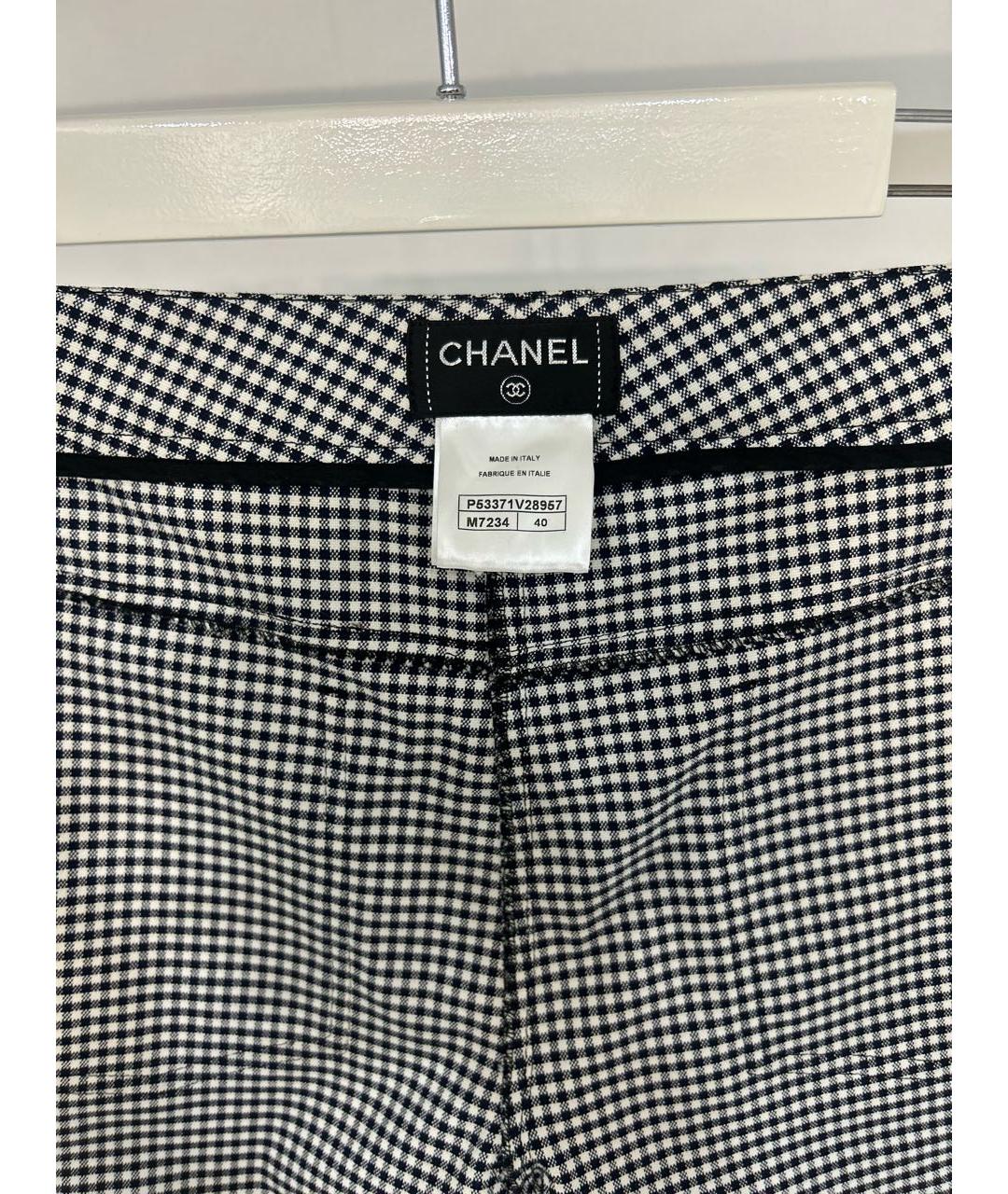 CHANEL Синие хлопко-эластановые брюки узкие, фото 3
