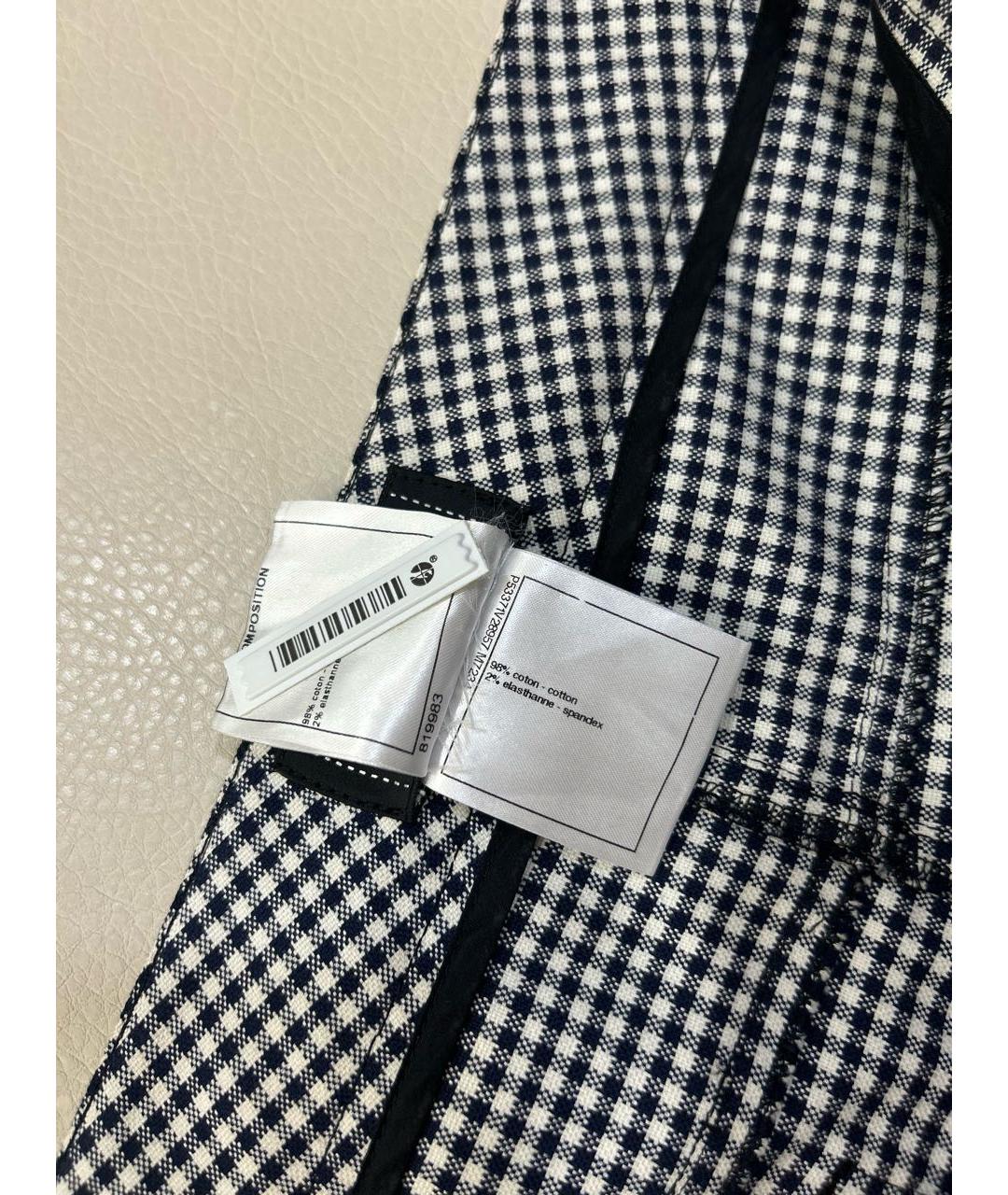 CHANEL Синие хлопко-эластановые брюки узкие, фото 7