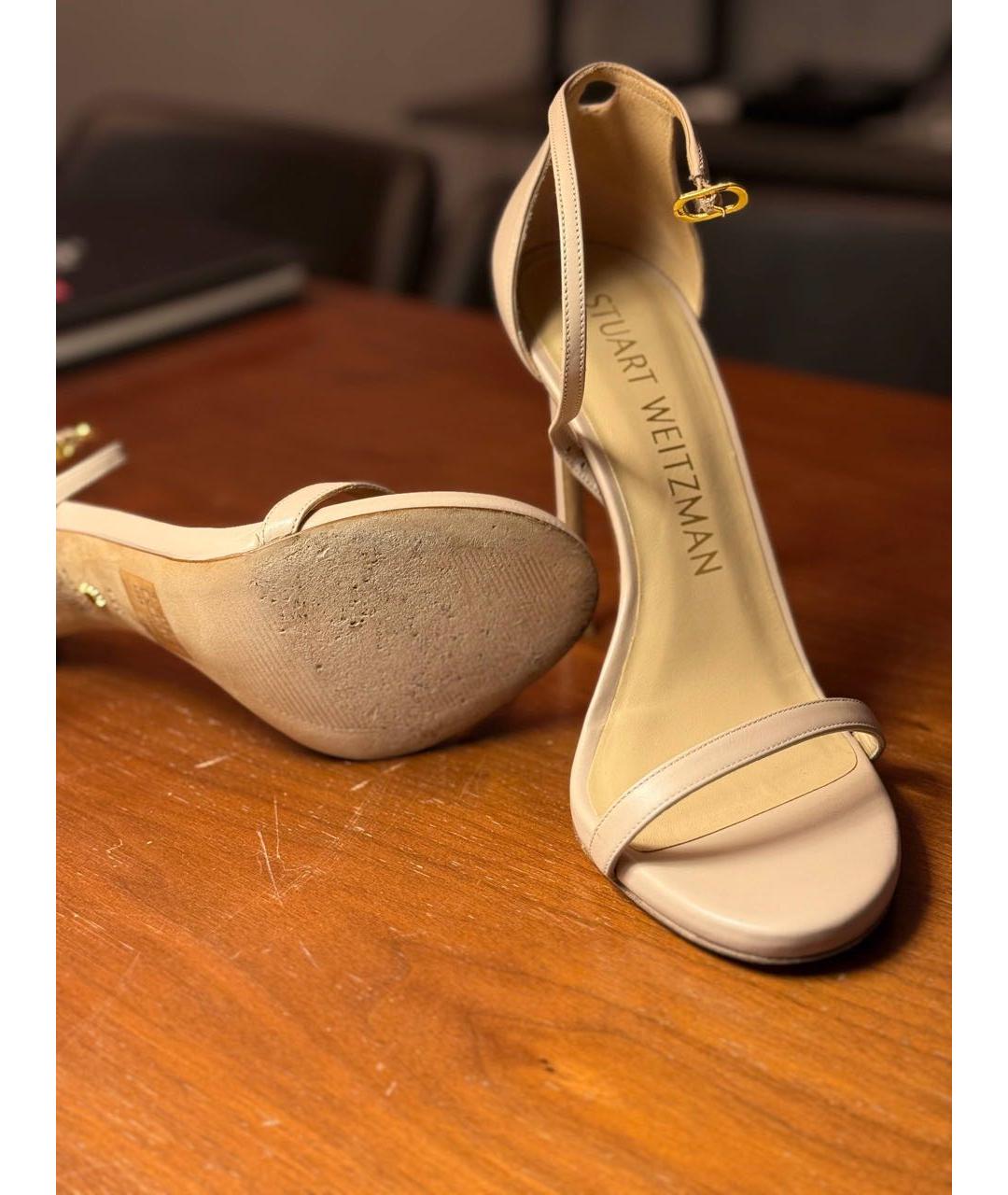 STUART WEITZMAN Бежевые кожаные туфли, фото 4