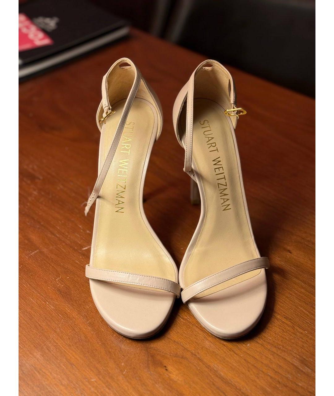 STUART WEITZMAN Бежевые кожаные туфли, фото 3
