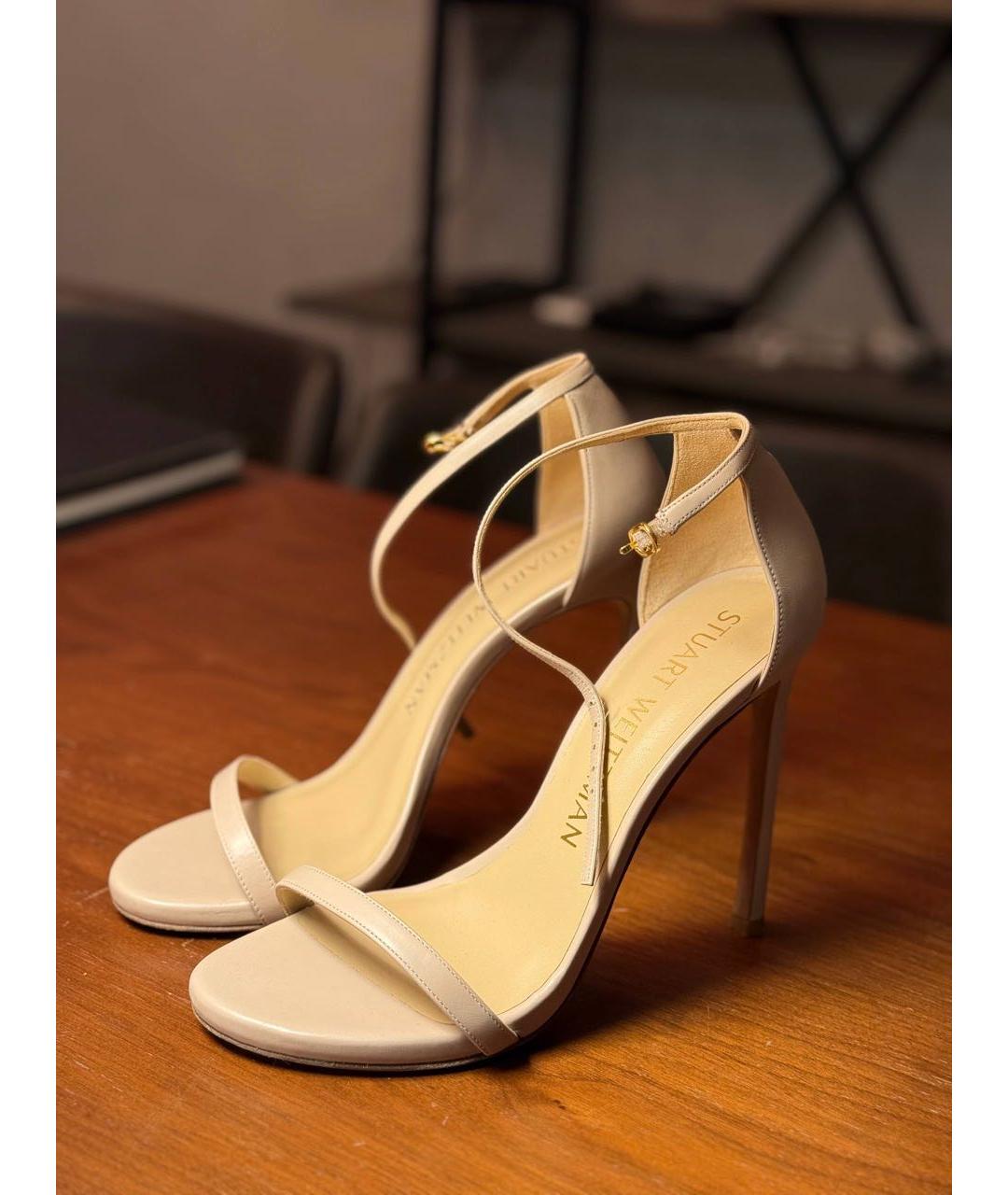 STUART WEITZMAN Бежевые кожаные туфли, фото 6