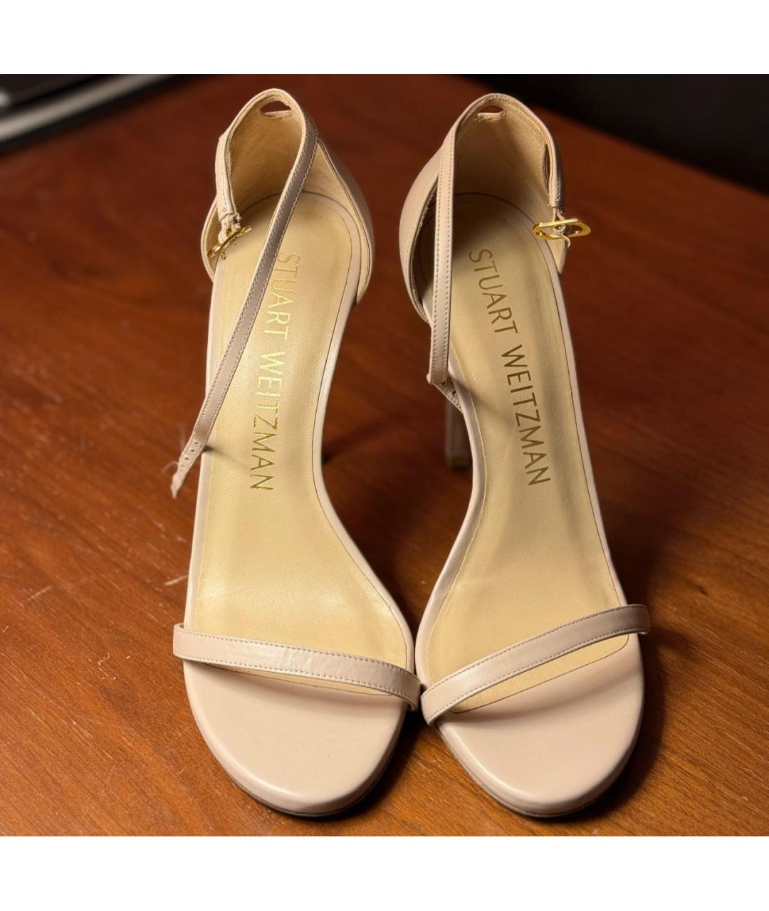STUART WEITZMAN Бежевые кожаные туфли, фото 5