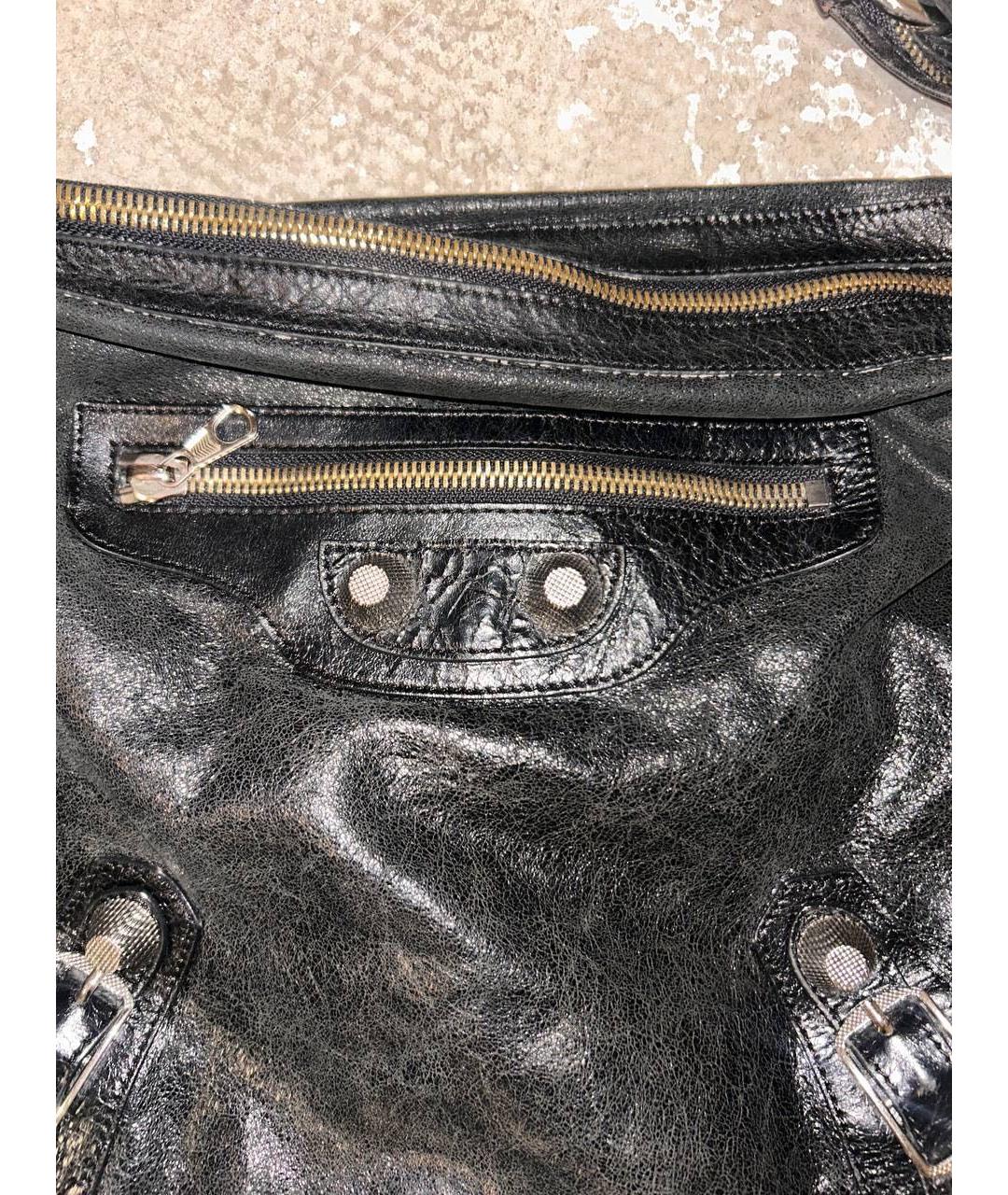 BALENCIAGA Черная кожаная сумка тоут, фото 7
