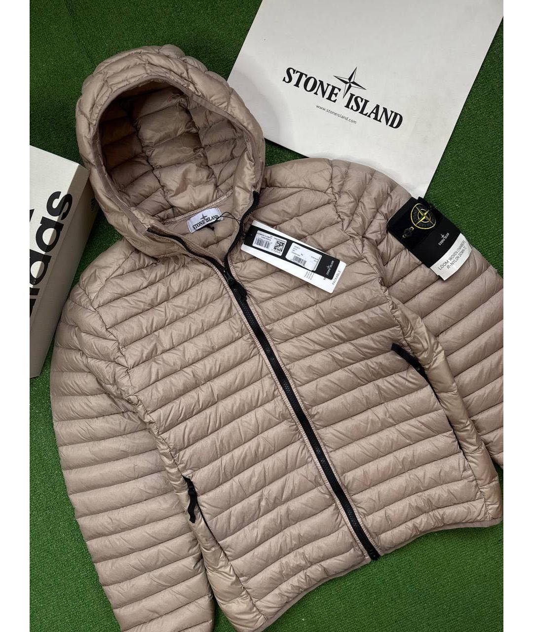 STONE ISLAND Бежевый полиамидовый пуховик, фото 3