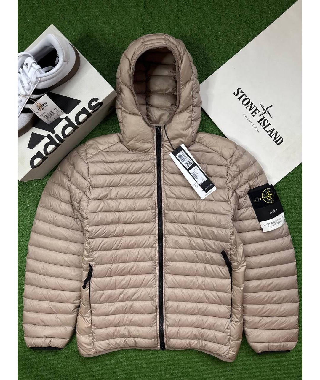 STONE ISLAND Бежевый полиамидовый пуховик, фото 7