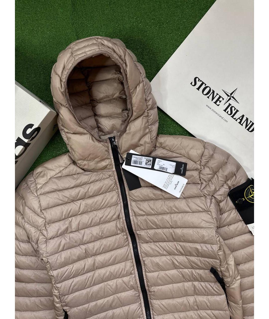 STONE ISLAND Бежевый полиамидовый пуховик, фото 5