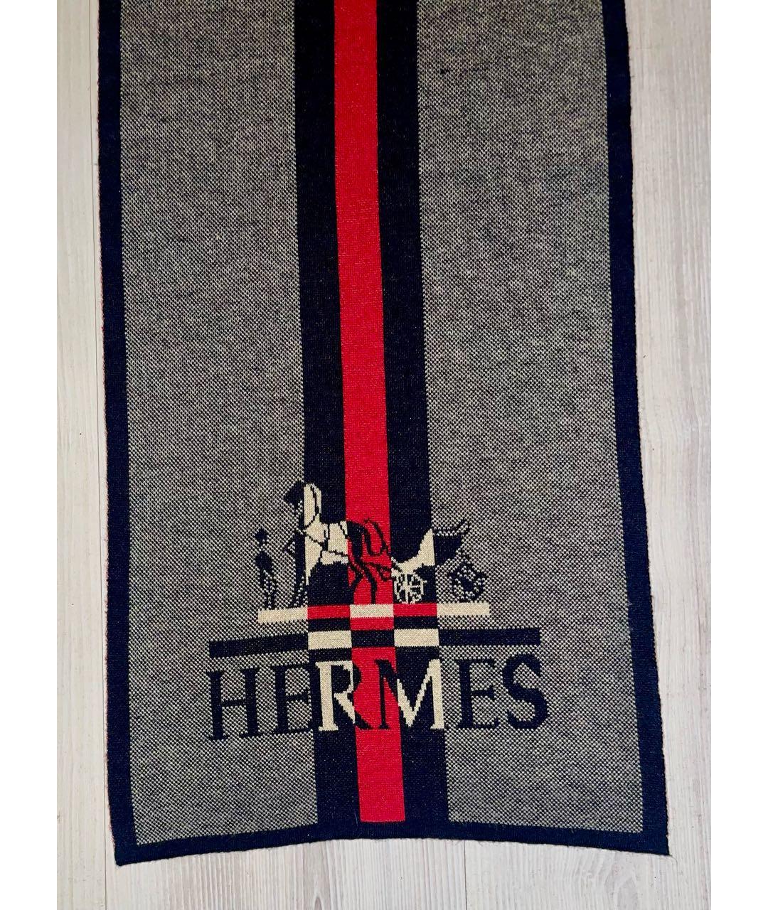 HERMES Мульти шерстяной шарф, фото 2