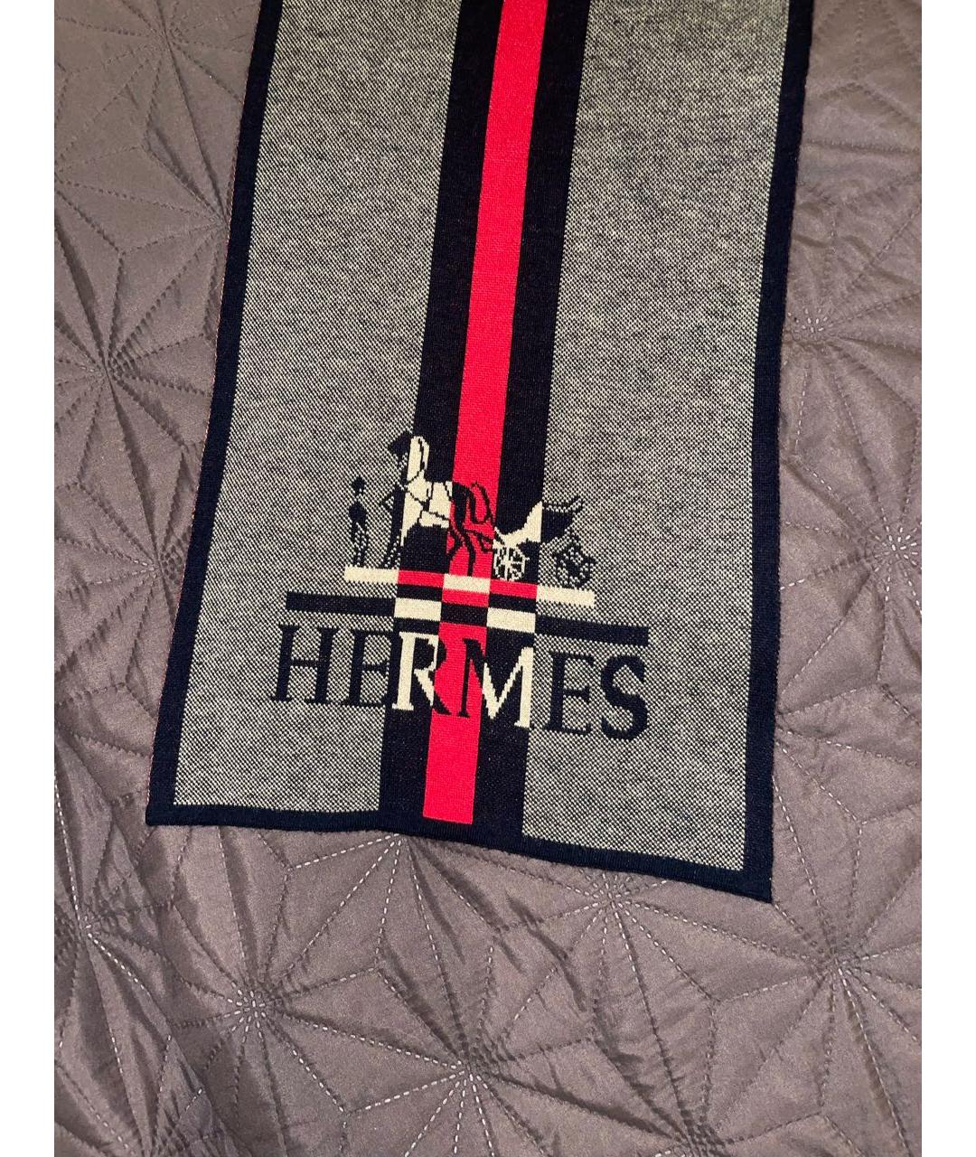 HERMES Мульти шерстяной шарф, фото 4