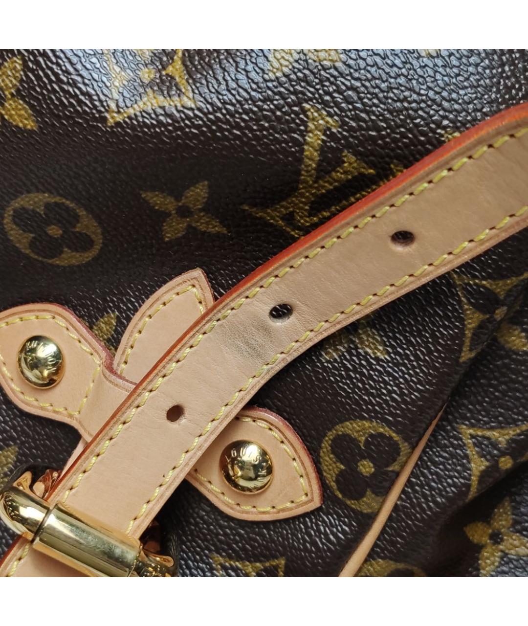 LOUIS VUITTON Коричневая кожаная сумка тоут, фото 7