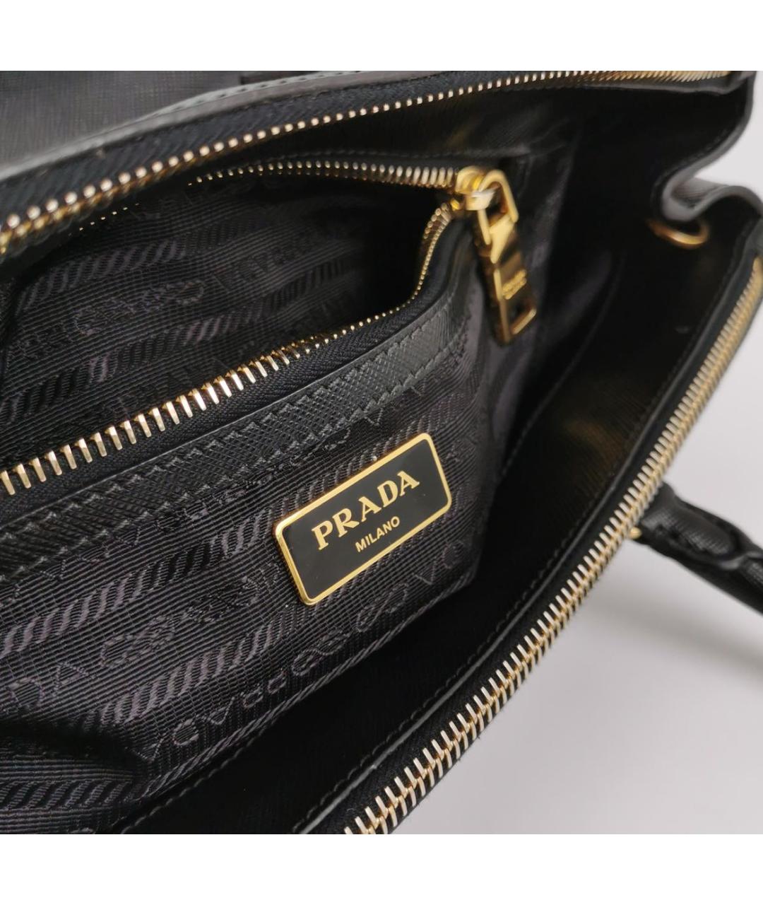 PRADA Черная кожаная сумка тоут, фото 7