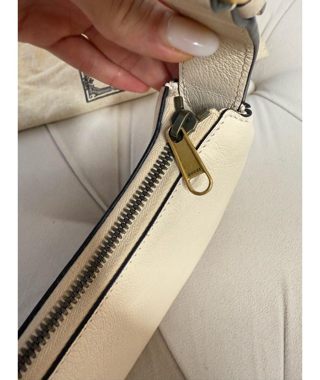 GUCCI Бежевая кожаная сумка с короткими ручками, фото 6