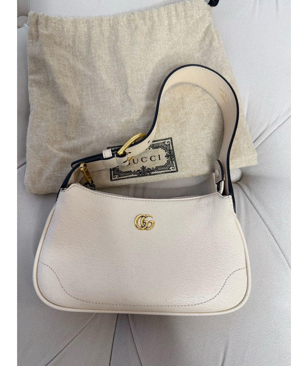 GUCCI Бежевая кожаная сумка с короткими ручками, фото 8