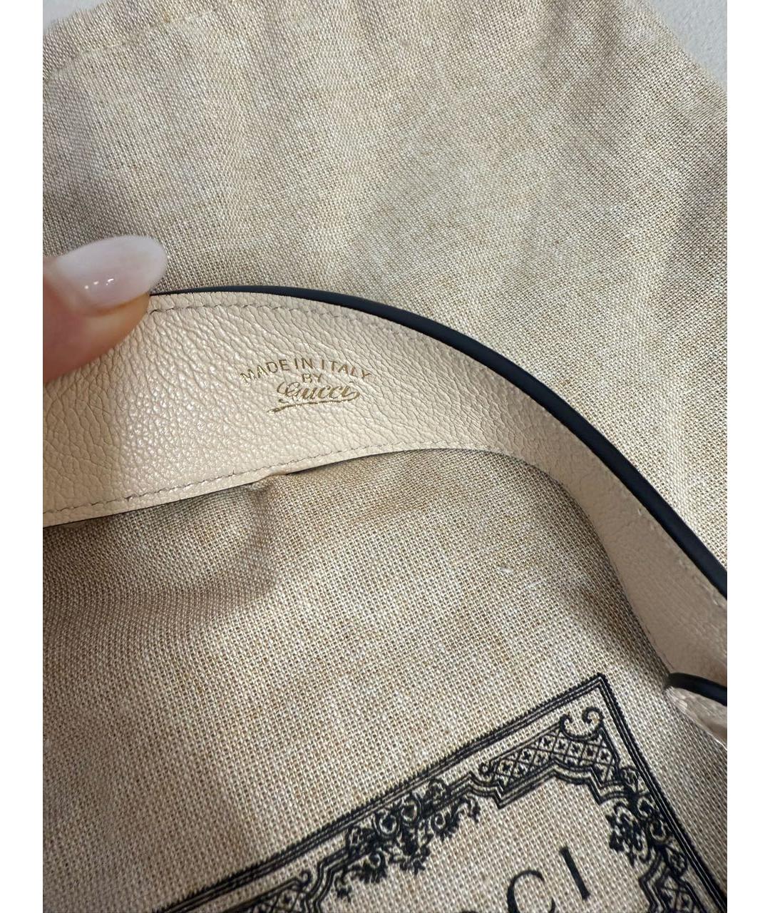GUCCI Бежевая кожаная сумка с короткими ручками, фото 4